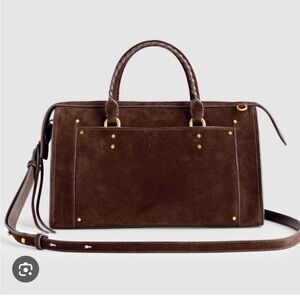Madewell The Whipstitched Satchel in Suede coffee bean